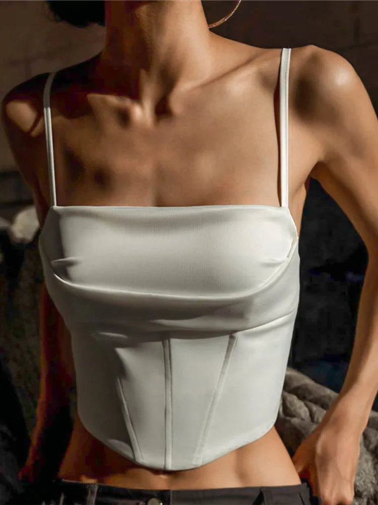 Lace Up Bandage Backless Skinny Crop Cami Top