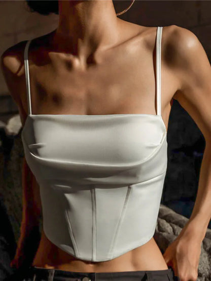 Lace Up Bandage Backless Skinny Crop Cami Top