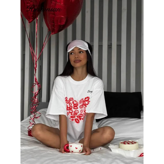 Lip Graphic Cotton Loose T-shirt