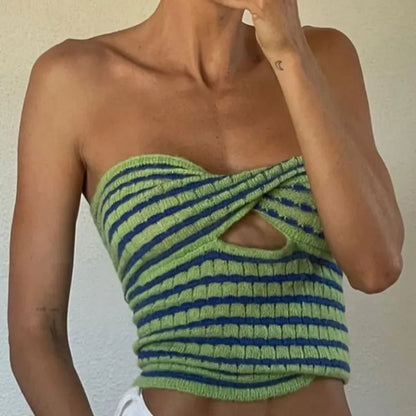 Striped Knit Beach Tank Strapless
