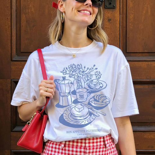 Pancake Print Paris Style T-shirt