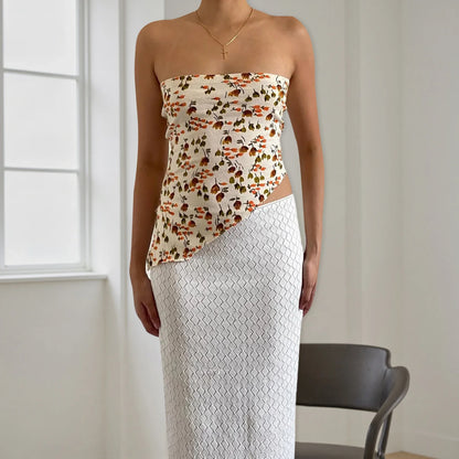 Vintage Floral Irregular Strapless