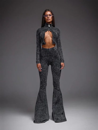 Casual Long Sleeve Buttoned Pants Set