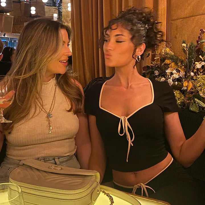 Square Neck Slim Fit Summer Crop Top