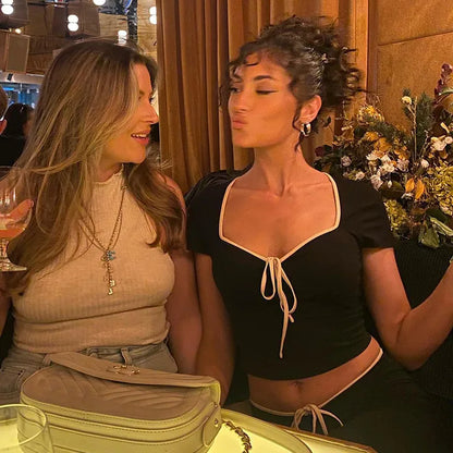 Square Neck Slim Fit Summer Crop Top