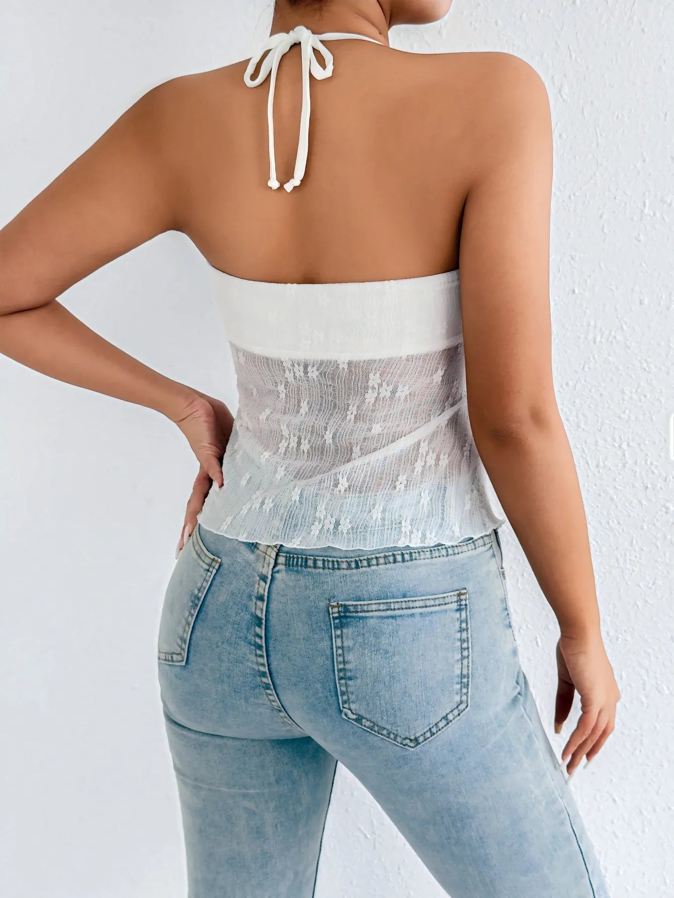 Sexy Low Neck Pleated Y2K Lace-up Cami Top