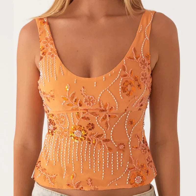 Sequin Sparkly Sleeveless Shirt Cami Top