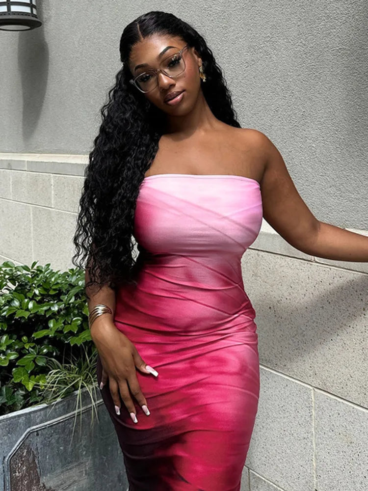 Strapless Off Shoulder Club Floral Dress