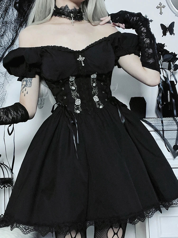 Vintage Gothic Princess Corset Lace Dress