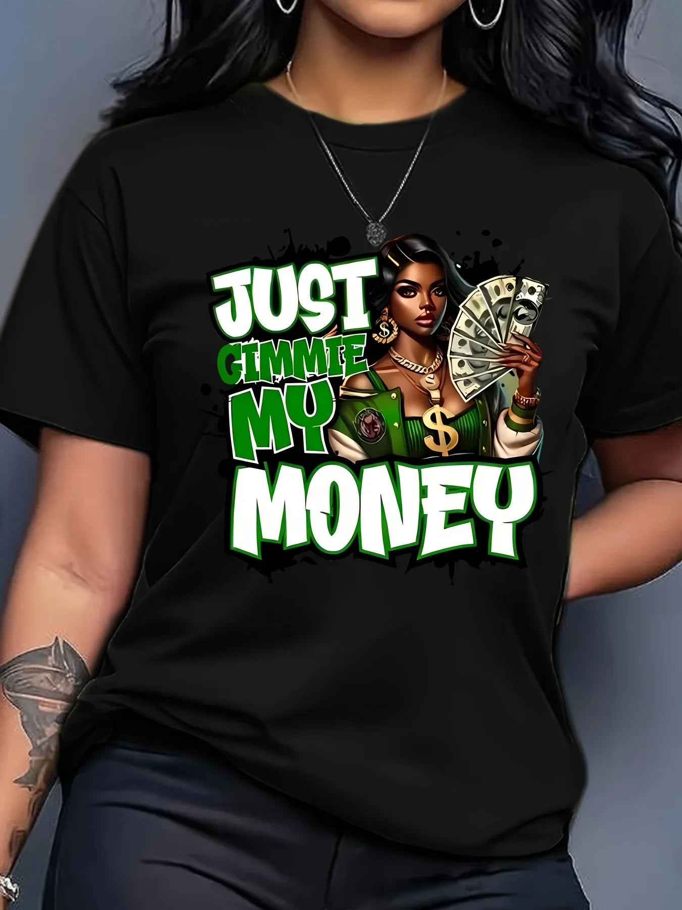 Money Letter Graphic Casual T-shirt