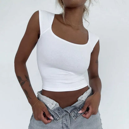 Solid Blue Sleeveless Summer Tank Top