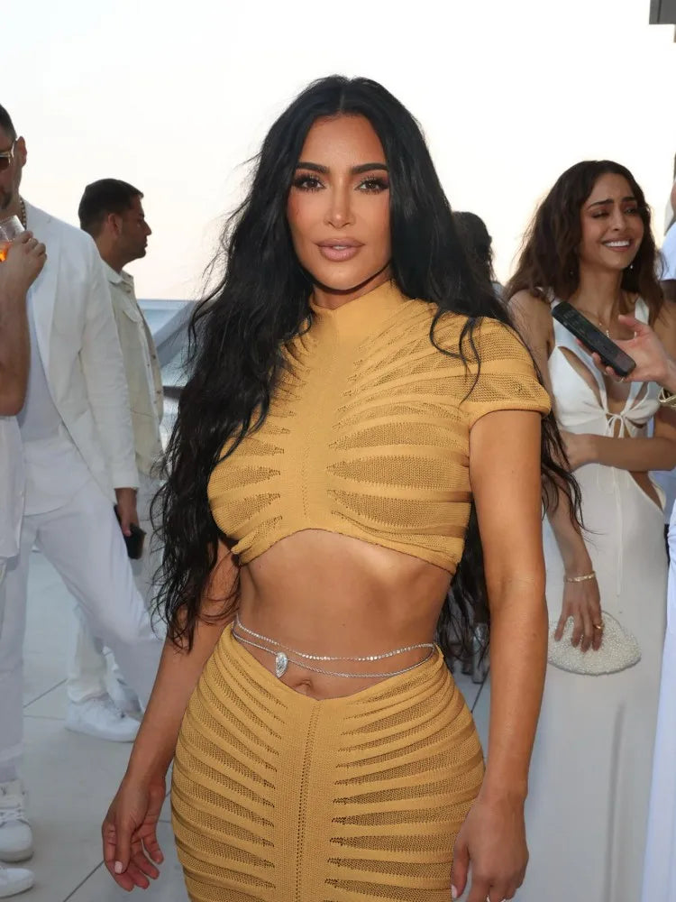 Knitted Crop Top Hollow Out Design Two Piece Shorts Set