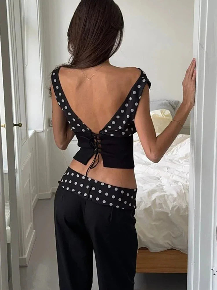 JULISSA MO Sexy Polka Dot Off Shoulder Cami Top