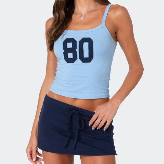 Jersey Number Graphic Print Y2K Crop Cami Top