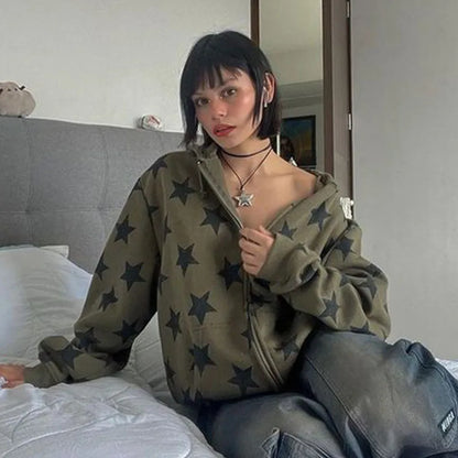Retro Star Zip Up Hoodie