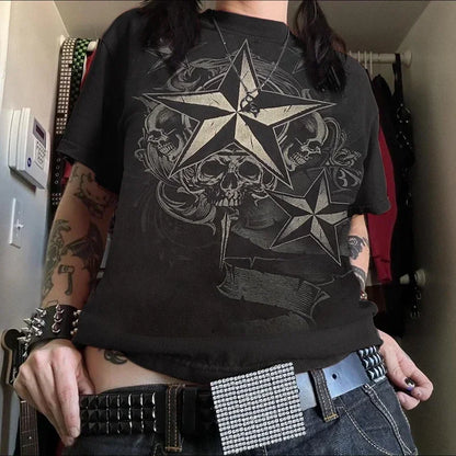 Cyber Star Grunge Red T-shirt