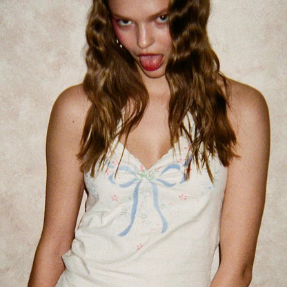 Deep V-neck Backless Halter Cami Top