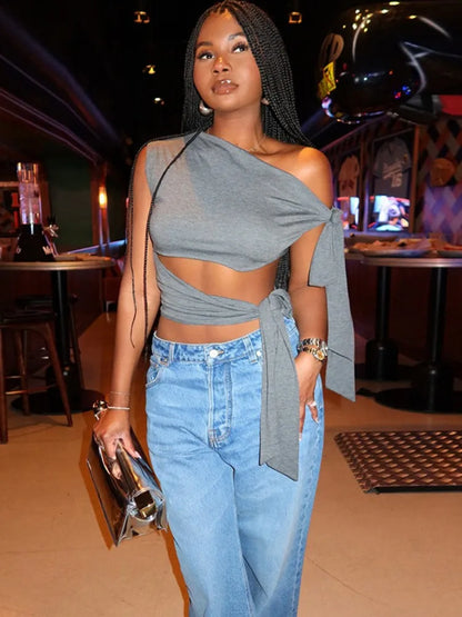 Sexy Hollow Out Bandage Sheer Top