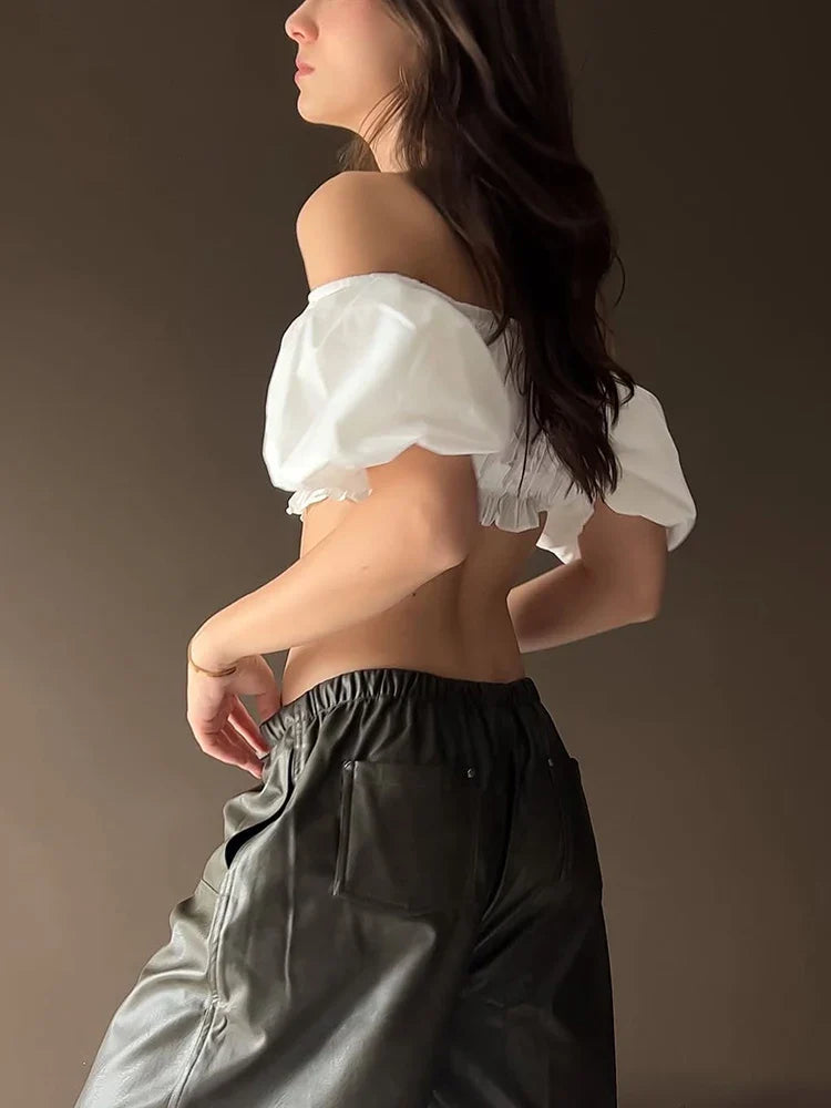 Puffy Applique Solid Midnight Strapless