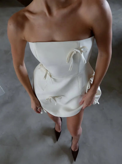 Bow Strapless Backless Bodycon Party Dress
