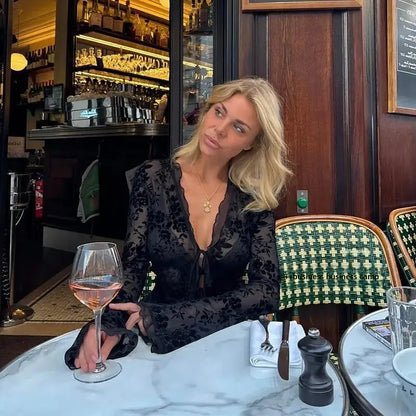 Chiffon Slim Fit Tweed Style Flare Sleeve Blouse