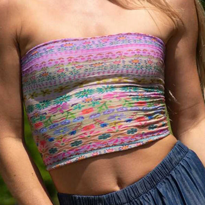 Floral Print Off-Shoulder Strapless