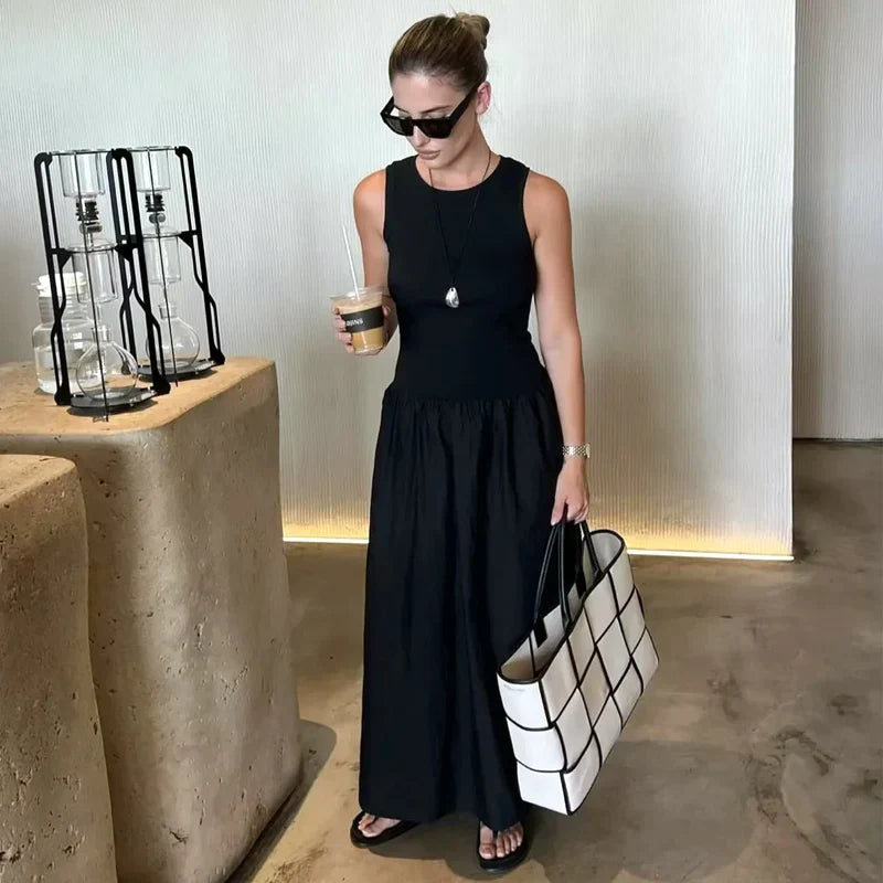 Black Casual Vintage Long Sleeve Midi Dress