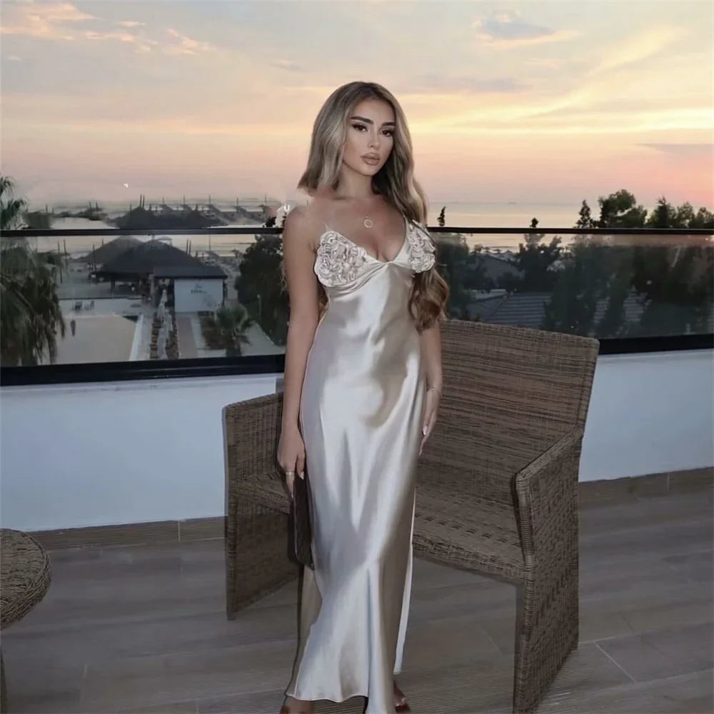 Slimming V-neck Sleeveless Silk Texture Dress