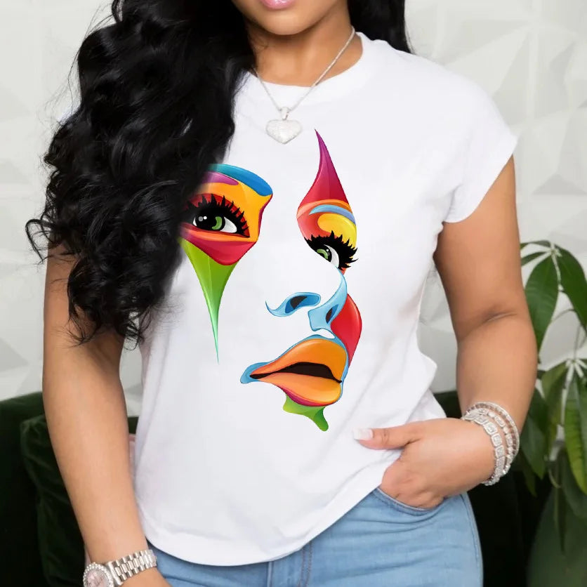 Cartoon Print Letter Lips Crop Top