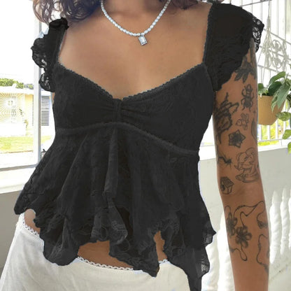 See-Through V Neck Tank Crop Top