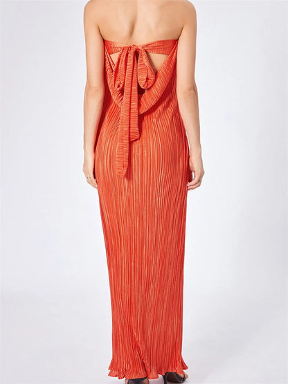 Strapless Tie-up Off Shoulder Floral Dress