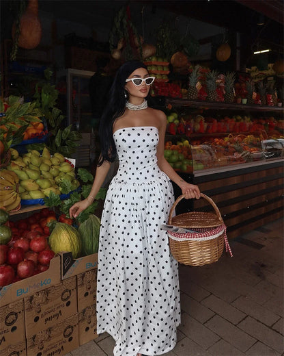Polka Dot Strapless A-line Party Dress