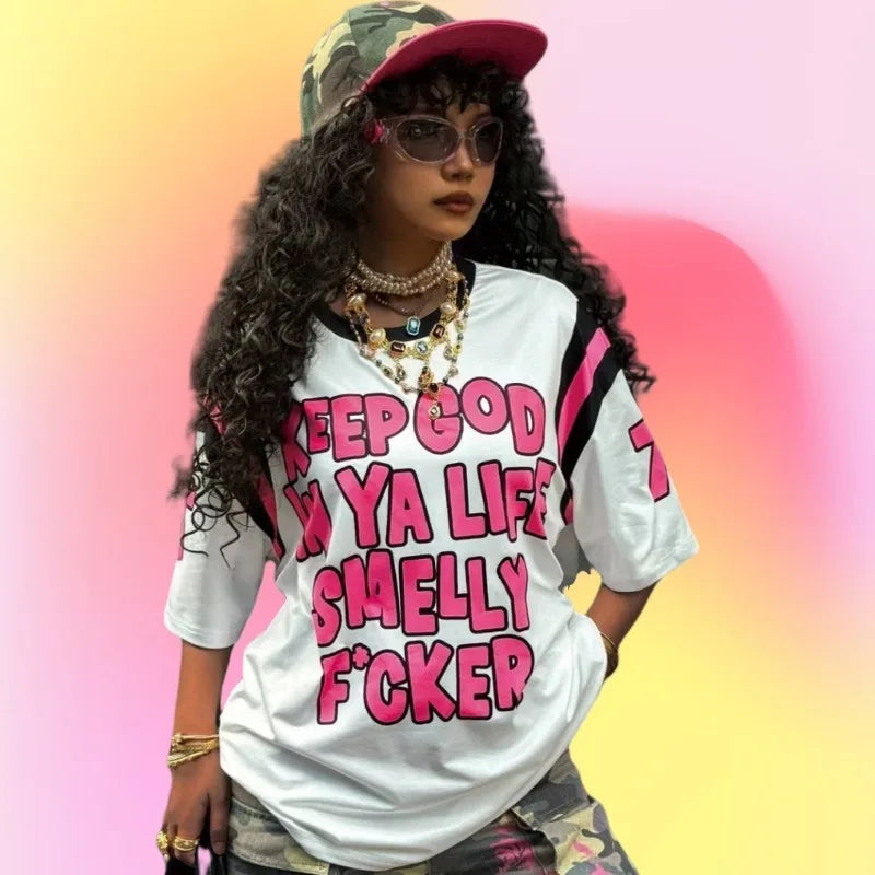 Printed V-neck Summer T-shirt