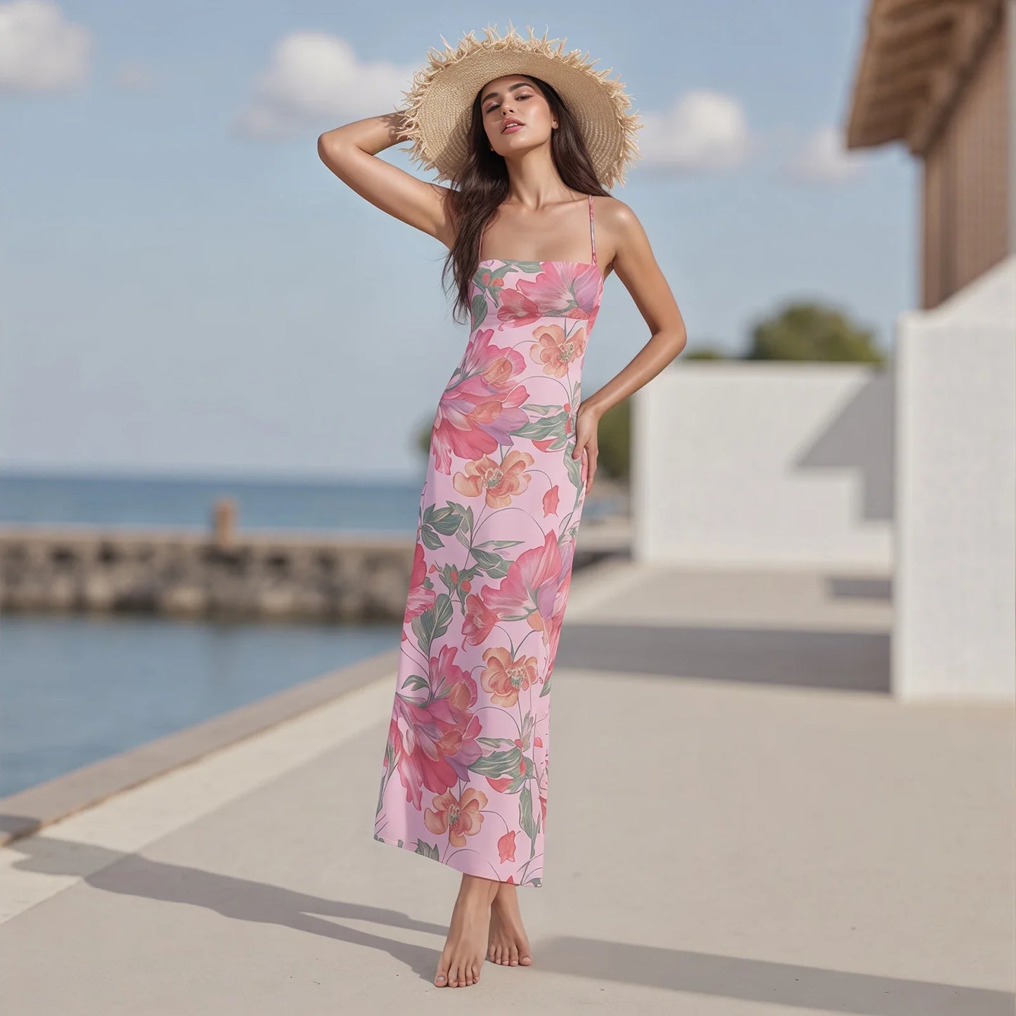 Cross Tie-up Backless Floral Dress