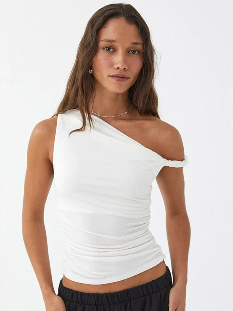 Basic Off-Shoulder Ruched Tank Top