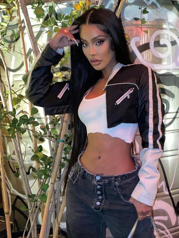 Punk Contrast Cropped PU Jacket