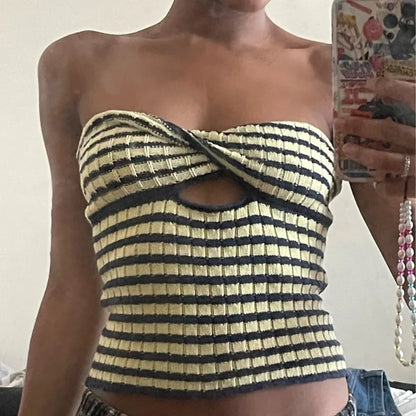 Striped Knit Beach Tank Strapless