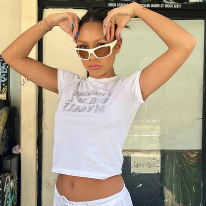 Rhinestone Y2K Harajuku Baby Tees Crop Top