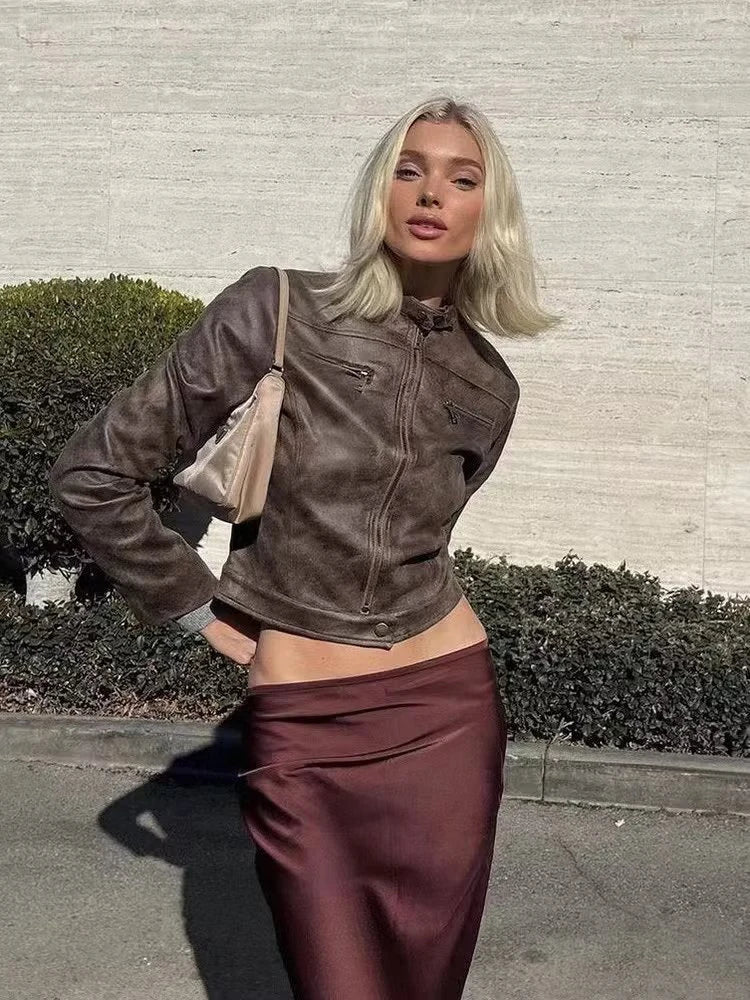 Vintage Slim Fit Suede Motorcycle Jacket