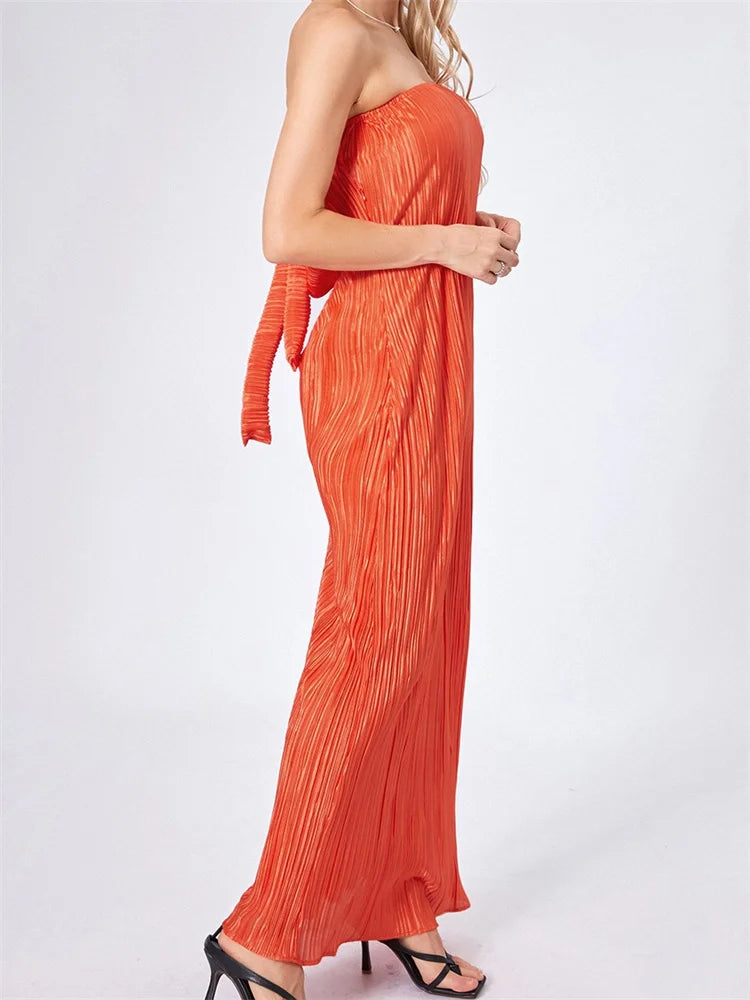 Strapless Tie-up Off Shoulder Floral Dress