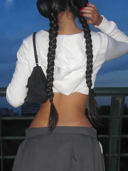 Vintage Zip Cropped Hoodie