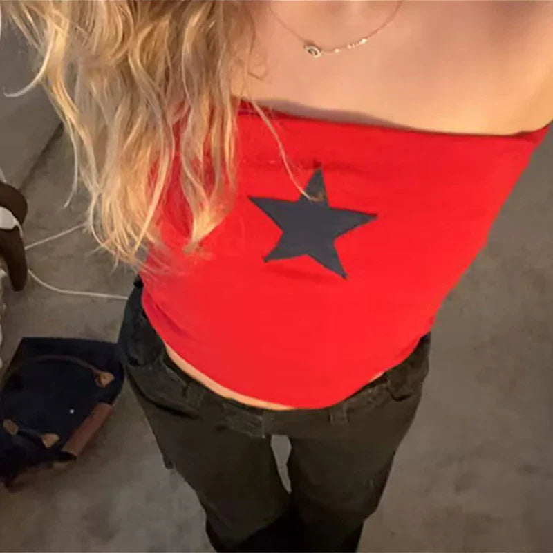Red Star Vintage Grunge Strapless