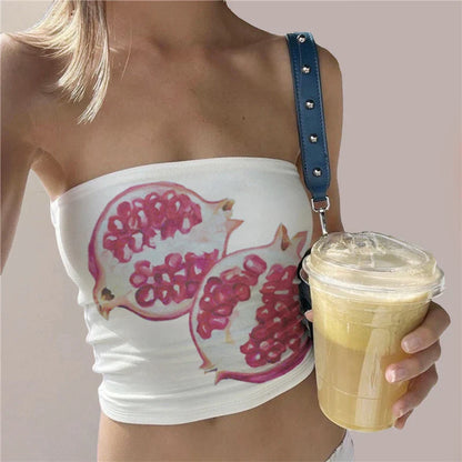 Flower Print Boat Neck Strapless