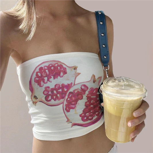 Flower Print Boat Neck Strapless