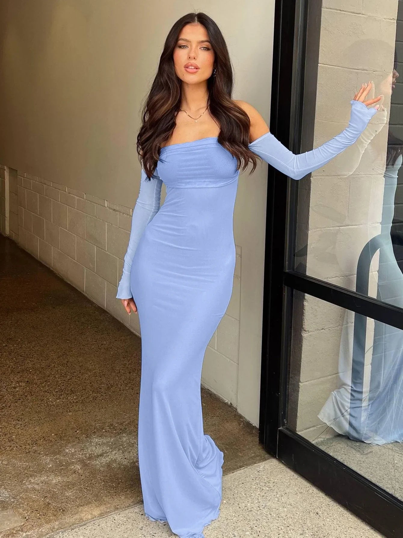 Strapless Patchwork Backless Maxi Dress