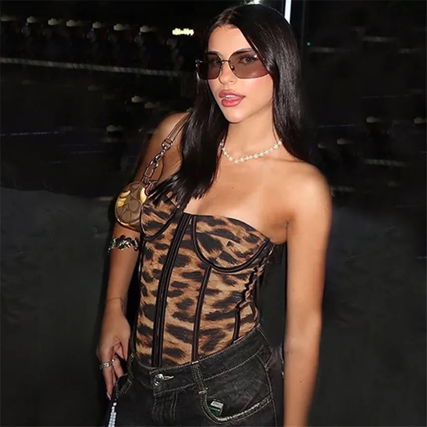 Leopard Print Bustier Strapless