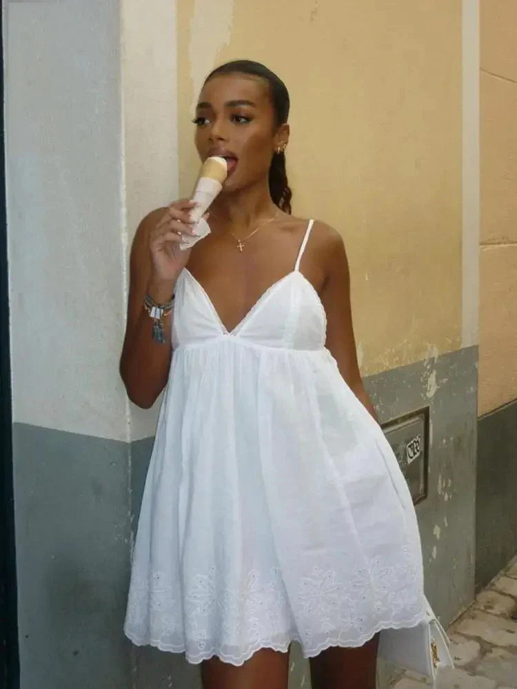 Lace Spaghetti Strap Seaside Gothic Mini Dress