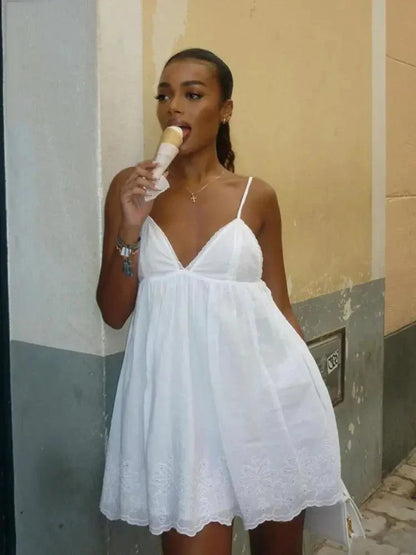 Lace Spaghetti Strap Seaside Gothic Mini Dress
