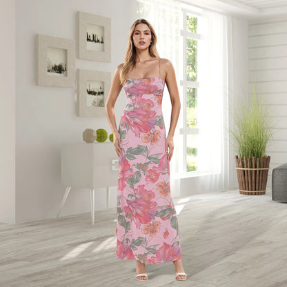 Cross Tie-up Backless Floral Dress