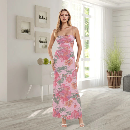 Cross Tie-up Backless Floral Dress